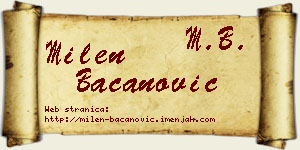 Milen Bacanović vizit kartica